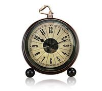 ALEENFOON 5 Inch Classic Retro Alarm Clock, Non Ticking Silent Metal Vintage Antique Table Desk Shelf Quartz Clock, Battery Operated Loud Wake up Alarm Clocks for Bedsides Bedroom Travel (Retro)