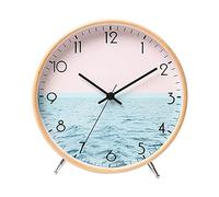 ALEENFOON 8.6 Inch Wooden Quartz Wall Clock 22cm Modern Silent Non-ticking Wood Wall Clocks Table Clock for Living Room Bedrooms Office Kitchen Indoor Kids (sea)
