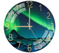ALEENFOON Glass Wall Clock 12 Inch Silent Non Ticking Quality Quartz Battery Operated Round Wall Clocks for Kitchen Living Room Bedroom Hallway Office (Aurora)