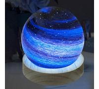 ALEENFOON Handmade Blown Glass Ball Table Lamp 3D Mood Night Light Astronomy Ornament 16 Colors Dimmable USB Powered Planet Light with Remote Control 8CM (Starry Sky)