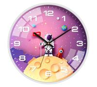 ALEENFOON kids Wall Clock 12 Inch Silent Non Ticking Quartz Decorative Childrens Clock Astronaut Space Travel Kids Wall Clocks for Living Room,Bedroom,Classroom,Kitchen,Children's Room