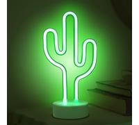 ALEENFOON Light Signs LED Neon Light Room Decor Night Lights Battery Powered and USB Operated Indoor Lighting Bedside and Table Lamps for Bedroom Christmas Party Bar (Green Cactus)