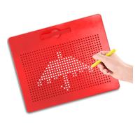ALEENFOON Magnetic Steel Ball Drawing Board for Kids Children, Writing Stencils Toys Sketch Doodle Pad Scribble Writing Board Toy with Magnetic Pen (Large, Red)