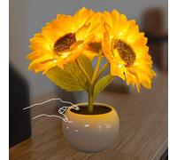ALEENFOON Sunflower Lamp Table Lamp with Ceramic Vase Simulation Flower Mood Light USB Rechargeable Ornaments for Home Living Room Wedding Desktop Decor
