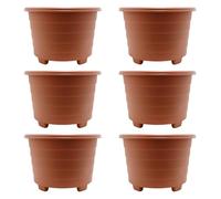 ALEEZ - 13L Plastic Round Planter Plant Pots - Indoor Outdoor Garden Durable Planters - Multipurpose Gardening Flower Pots - Home Patio Herb, Shrub Growing Containers (6, 32cm Terracotta)