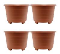 ALEEZ - 13L Plastic Round Planter Plant Pots - Indoor Outdoor Garden Durable Planters - Multipurpose Gardening Flower Pots - Home Patio Herb, Shrub Growing Containers (4, 32cm Terracotta)