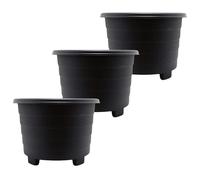 ALEEZ - 22L Plastic Round Planter Plant Pots - Indoor Outdoor Garden Durable Planters - Multipurpose Gardening Flower Pots - Home Patio Herb, Shrub Growing Containers (3, 39cm Black)