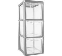 ALEEZ - 3 Drawer Plastic Storage Unit - Space Saving Multipurpose Medium Drawers - Clear Design Home Office Storage Durable Draws - Tabletop, Desktop Drawers - 48cm (H) x 19cm (W) x 25cm (D)