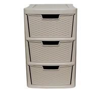 ALEEZ 3 Drawer Storage Unit - Rattan Effect Desktop Plastic Drawer - Multipurpose Home Storage Drawers - Office Table Top Cabinet - Bathroom Accessories Unit H 62 x D 39 x D 39 cm (3 Tier Drawer)