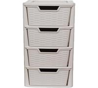 ALEEZ 4 Drawer Storage Unit - Rattan Effect Desktop Plastic Drawer - Multipurpose Home Storage Drawers - Office Table Top Cabinet - Bathroom Accessories Unit H 80 x D 39 x D 39 cm (4 Tier Drawer)