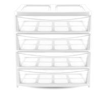 ALEEZ 4 Tier Jumbo White/Clear Storage Drawers - Plastic Storage Cabinet, Modular Drawer Organiser - Transparent Closet Storage Unit for Bedroom, Office, Nursery, Crafts, Clothes & Household Items