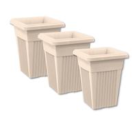 ALEEZ - 40cm Tall Upright Planter - Garden Tall Square Flower Pot - Modern Garden, Patio, Front Door Decor - Indoor Outdoor Use Water Resistant Pot - Suitable For Plant, Herbs (3, Taupe)