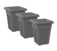 ALEEZ - 40cm Tall Upright Planter - Garden Tall Square Flower Pot - Modern Garden, Patio, Front Door Decor - Indoor Outdoor Use Water Resistant Pot - Suitable For Plant, Herbs (3, Dark Grey)