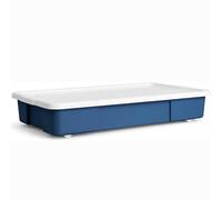 ALEEZ - 47L Underbed Storage Box with Wheels & Lid - Rolling Plastic Storage Container Organizer for Bedroom, Home, Office, & Closet - Stackable Space Saving Box for Clothes, Toys, Bedding (Blue, 1)