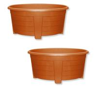 ALEEZ - 55cm Large Oval Planter Pot - Garden Planet Indoor & Outdoor Flower Pot - Plastic Trough, Raised Planter, Pack of 6 Window Herb Flower Box - DIY Drainage Holes (2, Terracotta)