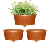 ALEEZ - 55cm Large Oval Planter Pot - Garden Planet Indoor & Outdoor Flower Pot - Plastic Trough, Raised Planter, Pack of 6 Window Herb Flower Box - DIY Drainage Holes (3, Terracotta)