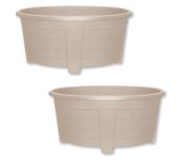 ALEEZ - 55cm Large Oval Planter Pot - Garden Planet Indoor & Outdoor Flower Pot - Plastic Trough, Raised Planter, Pack of 6 Window Herb Flower Box - DIY Drainage Holes (2, Taupe)