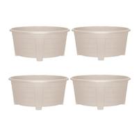 ALEEZ - 55cm Large Oval Planter Pot - Garden Planet Indoor & Outdoor Flower Pot - Plastic Trough, Raised Planter, Pack of 6 Window Herb Flower Box - DIY Drainage Holes (4, Taupe)