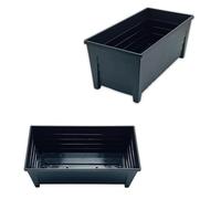ALEEZ 55cm Long Trough Window Plant Pot - Plastic Planter Pot - Indoor Outdoor Home Garden Flower Pots - Garden Window Herb Flower Box - Optional Drainage Hole (2, sleek black)