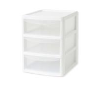 ALEEZ - A4 Slim Drawer Storage Unit - Small Plastic Desktop Tower - Tabletop Drawers for Office & School - Multi-Purpose Clear Drawers - Storage Unit for Small Spaces (White/Clear, A4 Slim 3 Drawers)