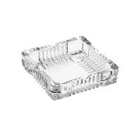 ALEEZ - Heavy Duty Crystal Glass Ashtray - Medium Square Ash Tray for Cigarettes and Cigars - Durable Crystal-Cut Ash Holder for Home, Office, Tabletop - Clear Portable Tray 15 x 15 x 4 cm (1, Medium)