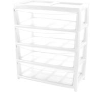ALEEZ Jumbo 4 Tier Clear Storage Drawer - Modular Storage Tower Cabinet - Multi-Purpose Plastic Drawers - Transparent Closet Store - Ideal for Organizing Office Household Items (4 Tier, White/Clear)
