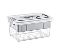 ALEEZ - Large Plastic Storage Box 5L - Clear Storage Container with Lid - Home & Office Organizer, Transparent Bin with Snap Lock Lid and Sorting Tray (5L Included) (5L)