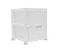 ALEEZ Large Rattan Storage Drawers - 2 Spacious Plastic Drawers - Modular Storage Tower Cabinet Home, Office Solution Garage Organization - Space Saving Durable Storage Drawers (2 Tier large-white)