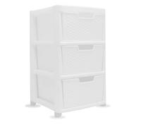 ALEEZ Large Rattan Storage Drawers - 3 Spacious Plastic Drawers - Modular Storage Tower Cabinet Home, Office Solution Garage Organization - Space Saving Durable Storage Drawers (3 Tier large-white)