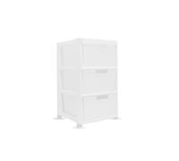 ALEEZ Medium Rattan Storage Drawers - 3 Spacious Plastic Drawers - Modular Storage Tower Cabinet Home, Office Solution Garage Organization - Space Saving Durable Storage Drawers (3 Tier Medium-white)