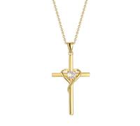 Alegend Classic 14K Gold plated Cross Necklace Romantic Heart with Sparkling Diamonds Shining Brightly Jewelry