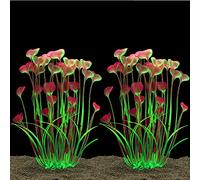 Alegi Aquarium Plastic Plants Large,Artificial Plants Decoration Ornament Fish Tank-16 inch 2Pcs
