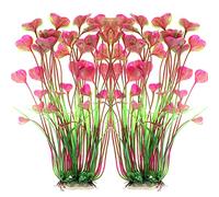 ALEGI Fish Tank Decorations Plastic Plants Large,Aquarium Artificial Plants Decoration Ornament Safe for All Fish-16 inch 2Pcs (Red 2 Pcs)