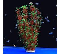 ALEGI Large Aquarium Plants Artificial Plastic Fish Tank Plants Decoration Ornaments Safe for All Fish 21 Inches Tall (21inchRed&Green)