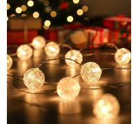 ALEGRE Crystal Ball Fairy Lights with Timer, 1 m 10 LED Fairy Lights Balls Battery, Micro Copper Wire Crackle Ball Fairy Lights Indoor, Ball Fairy Lights for Birthday, Bedroom, Christmas Decoration