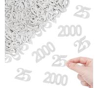 ALEGRE Glitter Confetti 25th Birthday Decoration Large 3.5-5 cm, Pack of 100 Table Decoration Silver Wedding Decoration Silver, Table Decoration 25th Birthday Woman Man Confetti Birthday 25,