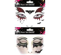 ALEGRE Halloween Face Tattoo Bat Face Art Sticker, Halloween Temporary Tattoo, Bat Glitter Sticker Face Tattoo Carnival, Removable Tattoo Face Children for Theme Party, Fancy Dress
