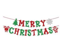 ALEGRE Merry Christmas Garland, Glitter Christmas Decoration Snowflakes Banner, Merry Christmas Decoration Garland, Christmas Garland for New Year, New Year's Eve, Christmas Party Accessories