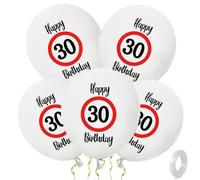 ALEGRE Pack of 30 Decorative 30th Birthday Balloons, Traffic Sign Decoration 30th Birthday Woman Man, 30th Happy Birthday Balloon Latex, 30th Birthday Decoration Balloon for Birthday Decoration 30th