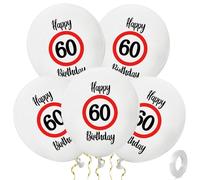 ALEGRE Pack of 30 Decorative 60th Birthday Balloons, Traffic Sign Decoration 60th Birthday Woman Man, 60th Happy Birthday Balloon Latex, 60th Birthday Decoration Balloon for Birthday Decoration 60th