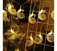 ALEGRE Ramadan Fairy Lights with Battery, 3 m 20 LED Star Moon Fairy Lights, Ramadan Decoration, Ramazan Decoration, Warm White Castle Moon Fairy Lights, Indoor for Muslim EID Mubarak Decoration