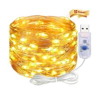 ALEGRE USB Fairy Lights with Timer, 5 m 50 LED Copper Wire Fairy Lights Indoor with Plug, Warm White LED Fairy Lights USB with Timer, Fairy Lights for Christmas Decoration, Halloween, Wedding, Bedroom