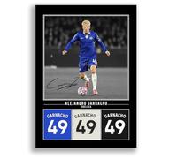 Alejandro Garnacho Chelsea Signed Photo Poster Print Picture Display Framed Autograph Memorabilia for Football Fans Gift Argentina (A3 Poster Only Black)