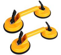 Aleker 2 Pack Glass Suction Cups, Glass Suckers Lifters, Heavy Duty Vacuum Handle Suction Lifter, Dual Suction Pads to Lift Glass, Tiles, Slabs, Lifting Capacity 100kg (Yellow)