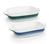 Aleker 2 Pcs Casserole Dishes with Handle, 8In Thickened Ceramic Baking Dish Pie Dish for the Oven Serving Dishes 500Ml Lasagna Dishes for Lasagne, Pies, Casserole, Tapas Microwave & Dishwasher Safe