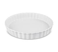 Aleker 26cm White Ceramic Quiche Dish, Large Tart Baking Dish Pie Dish for the Oven, Flan Dish for Pie, Pizza, Pasta, Tart & Quiche, Baked Rice, Pancakes Microwave Dishwasher Safe