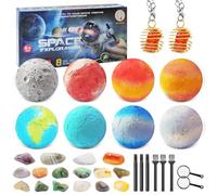 Aleker Gem Dig Kit, Pack of 8 Planet Gemstone Dig kit for Kids, Mega Gemstone Dig Kit with 16 Pcs Real Crystals Rocks, Science Kit, Gem Digging Kit Excavation Kits for Boys and Girls 6+