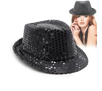 Aleker Kids Jazz Hat, 54cm Sparkly Hat, Glitter Disco Cap, Unisex, Black, Perfect for Kids Age 3-7, Parties, Holidays, Everyday Use