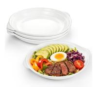 Aleker Oval Ceramic Serving Dishes with Handles Set of 4, 8 in White Porcelain Baking Dish Dinner Plates Lasagne Dishes for Roast, Shepherd’s Pie, Lasagne, Mash Salad, Dessert Oven & Microwave Safe