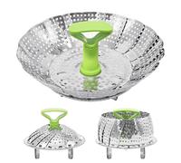 Aleker Stainless Steel Collapsible Steamer Basket with Anti-scald Handle (5.5" to 8.7")